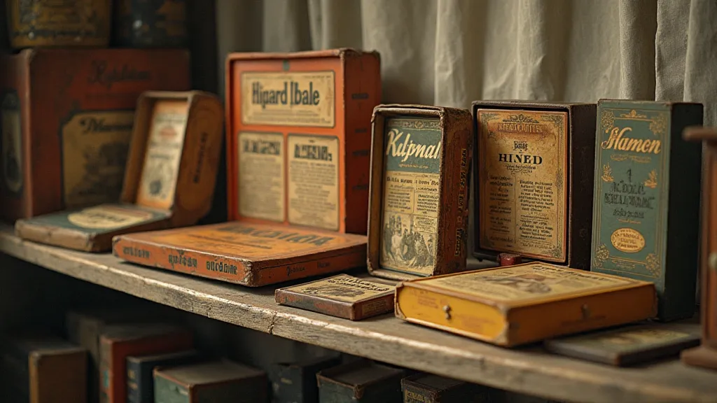 Vintage board games on shelf