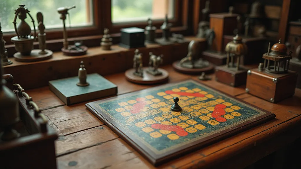 Collection of antique board games with mechanical features