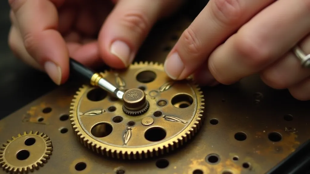 Collector restoring an antique board game mechanism