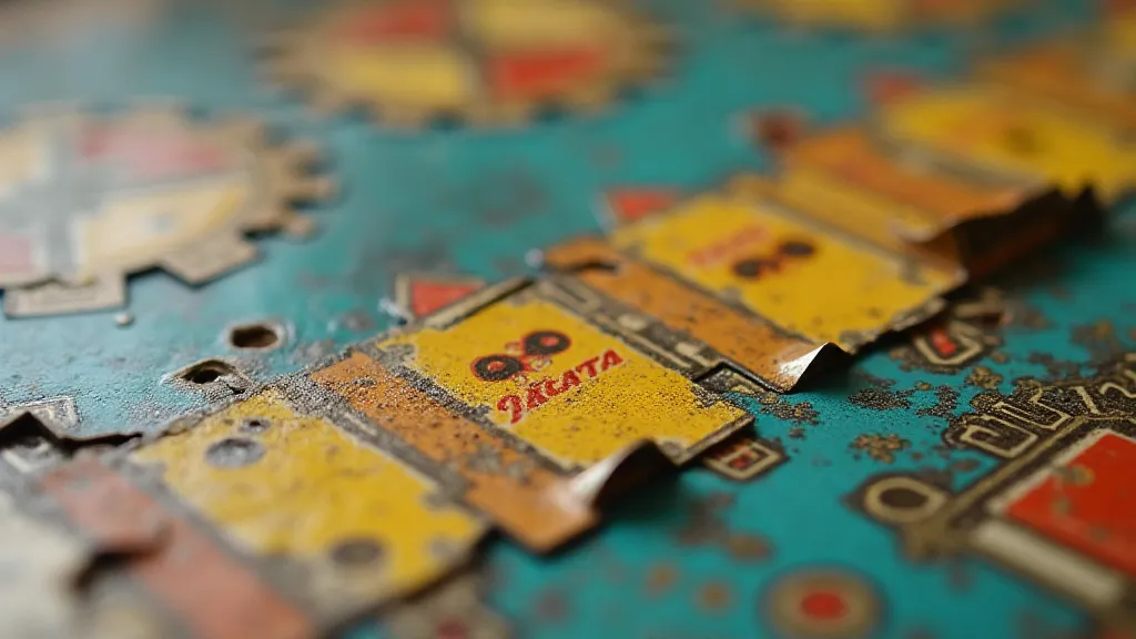 Corroded vintage game piece showcasing rust damage