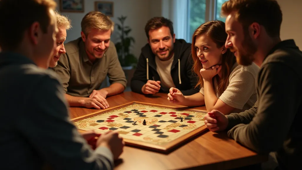 Friends playing a vintage board game.