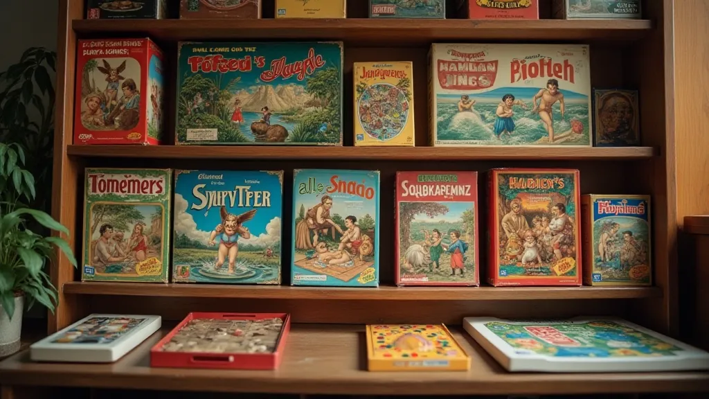 Display of vintage board games