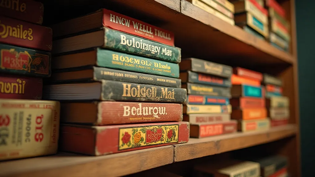 Collection of vintage board games on a shelf