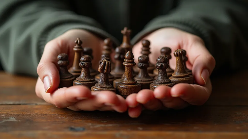 Antique wooden game pieces